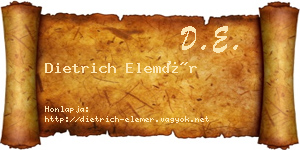 Dietrich Elemér névjegykártya